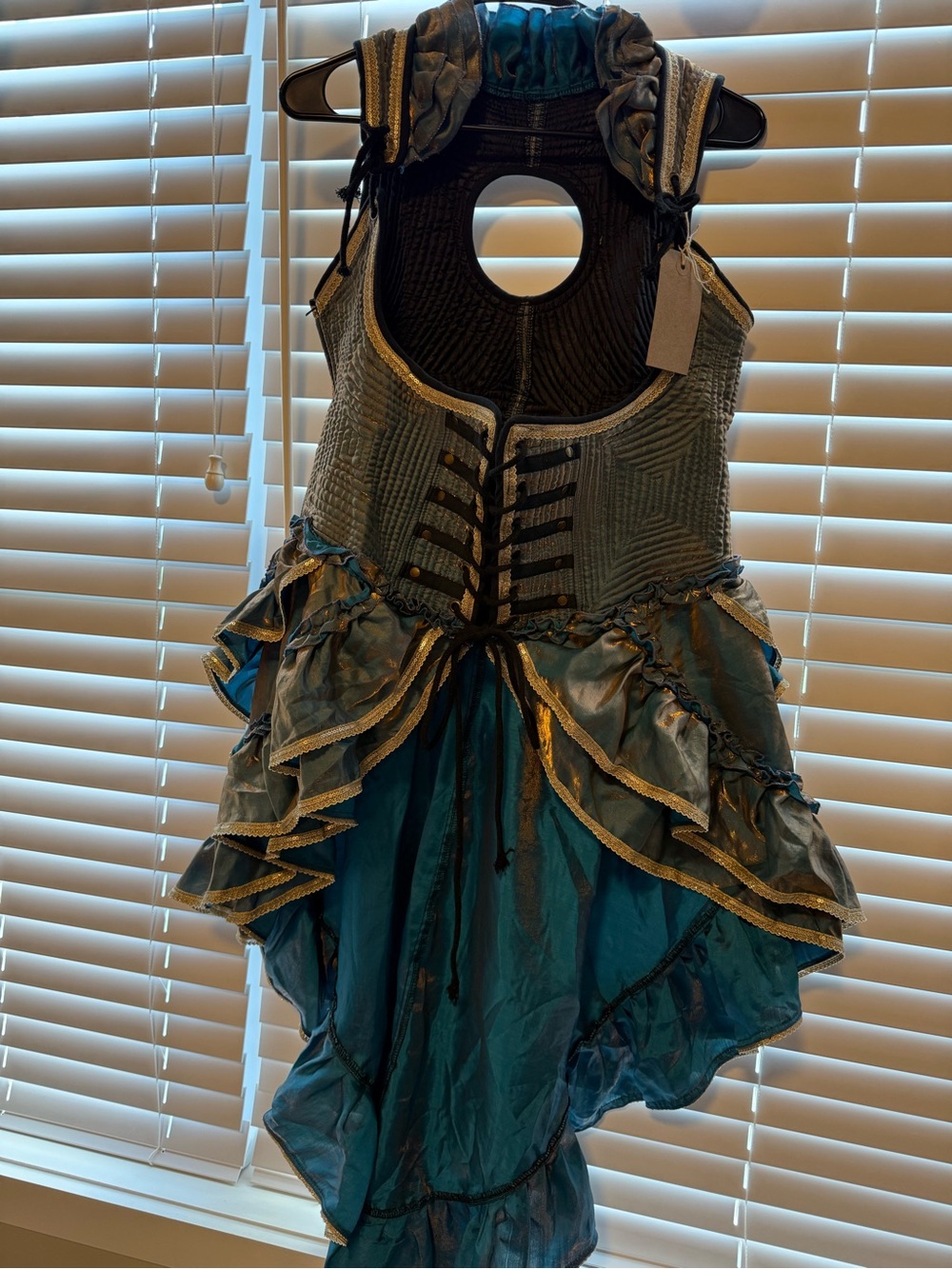 Blue Ruffled High-Low Corset Dress - Picture 4 of 4